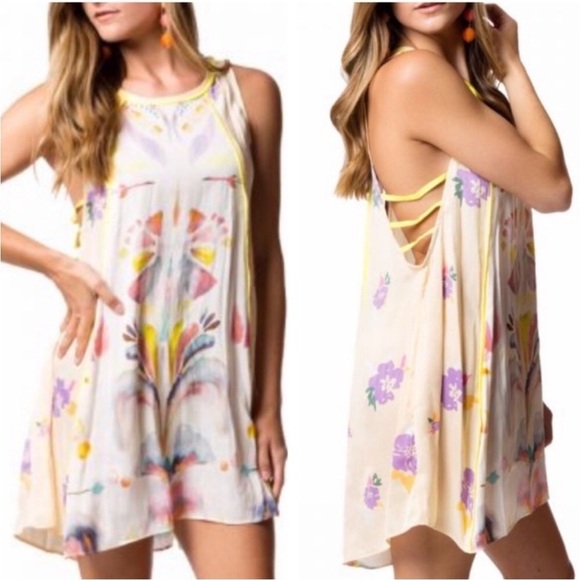 Free People Dream Free Watercolor Slip Tunic Mini Dress - Picture 16 of 16